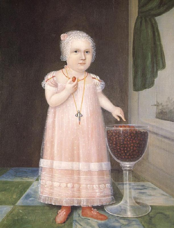Johnson Joshua Little Girl in Pink with Goblet Filled with Strawberries:A Portrait Spain oil painting art